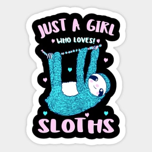 Just A Girl Who Loves Sloths Funny Sloth Christmas Gift Idea Sticker